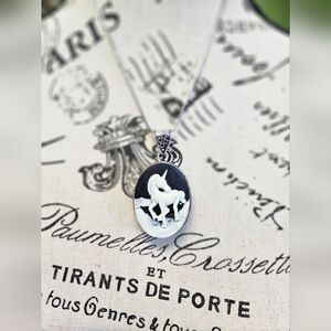 NWT Cameo Unicorn Gemstone Handmade Antique Design Pendant Jewelry 2.4"